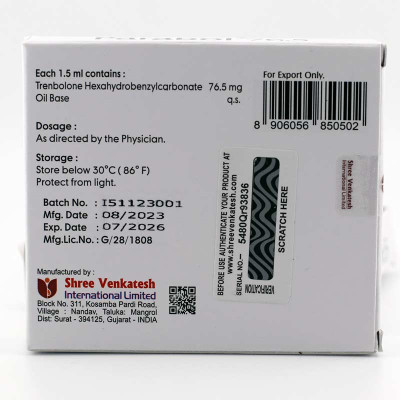 Trenbolone Hexahydrobenzylcarbonate (Parabol 76.5) 76.5mg/ml 5x1ml